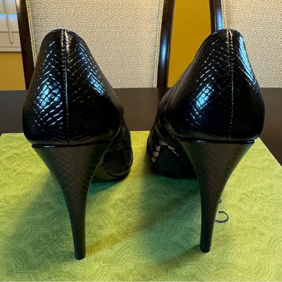 New Gucci Calf Leather Python Print GG Logo High Heels Shoes Size 37 / US 7 - Picture 11 of 16